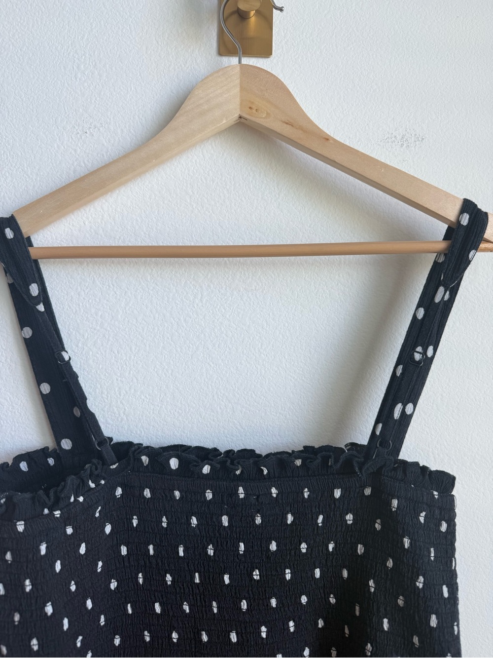 Aerie At the Barre Smocked Midi Dress Black White Polka Dot Pockets XL - Picture 15 of 15